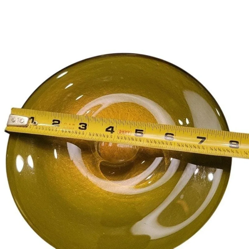 MCM Glass Disc Tea Light Candle Holder, Chartreuse, Eclectic Home Decor‎ 8